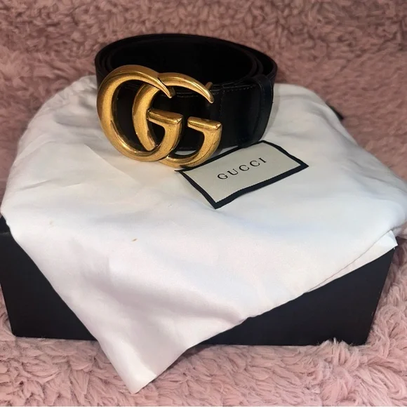 Gucci | Accessories | Gucci Black And Gold Belt With Iconic  display picture 2